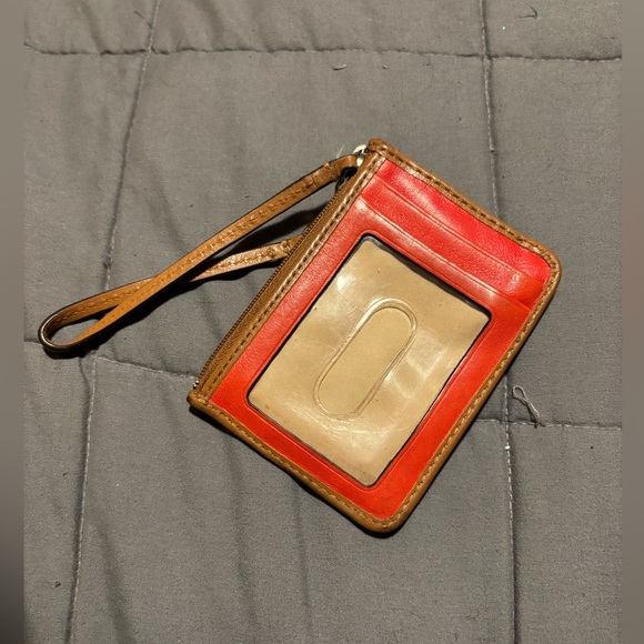 COACH Red and Navy Leather Skinny ID Wristlet - Picture 2 of 5